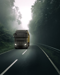 Foggy Forest Lorry Transport