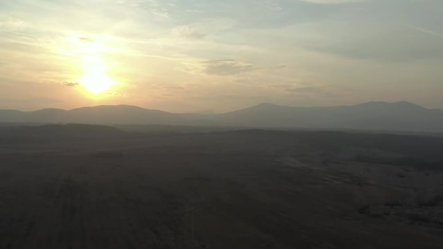 Beautiful sunset colors over the mountain Deli Jovan and Stol 4K drone video