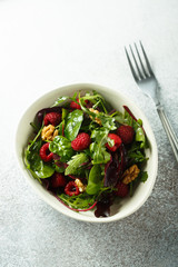 Homemade raspberry walnut salad