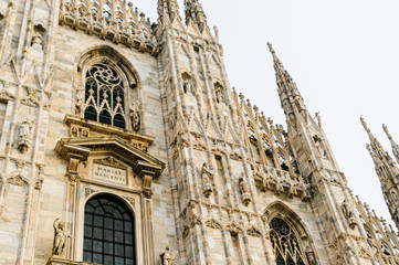 Fototapeta na wymiar Front of the Duomo Milano, Milan Cathedral, Italy