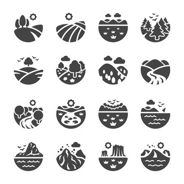 Landscape And Nature Icon Set,vector And Illustration