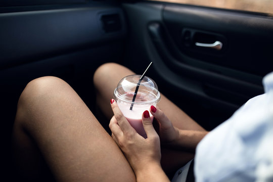 Strawberry milkshake on the go