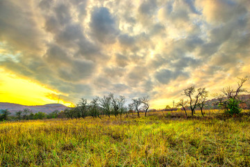 Obraz premium Autumn view near Deva citadel, Romania