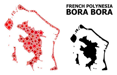 Red Starred Mosaic Map of Bora-Bora - obrazy, fototapety, plakaty