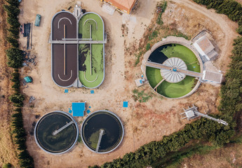 Aerial view of water tanks