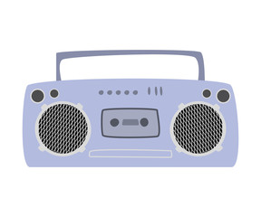 Cartoon cassette tape recorder on the white background.