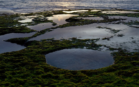 A characteristic seaside environment at sunset