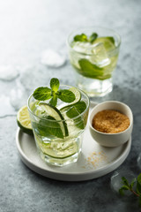 Classic refreshing Mojito cocktail with lime and mint