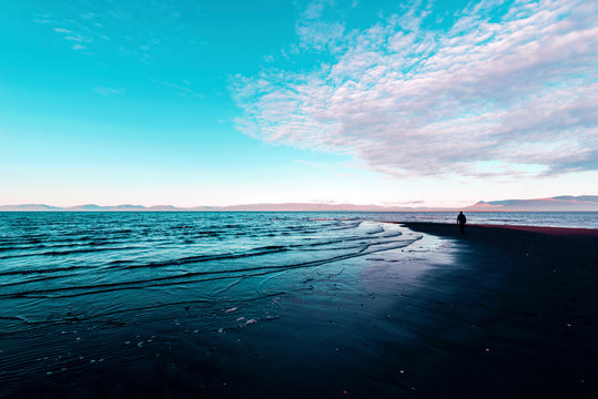 Black sand on Icelandic shore