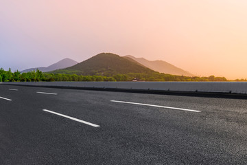 Road Pavement and Natural Landscape of Landscape..