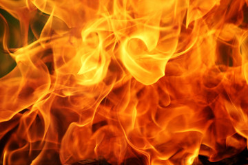 Close-up of the orange powerful flame background