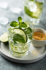 Classic refreshing Mojito cocktail with lime and mint