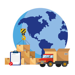 truck with a big box in the back vector illustration