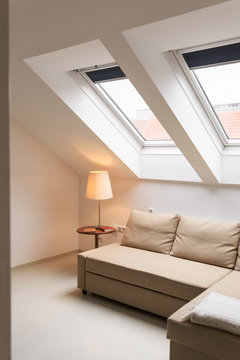 Simple interior of house mansard