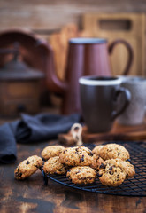 Homemade freshly baked oatmeal and fruits cookies