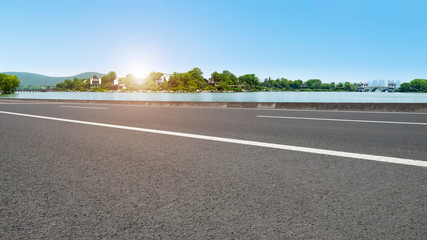 Road Pavement and Natural Landscape of Landscape..