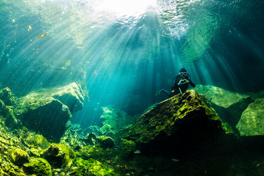 Scuba diver in the cavern