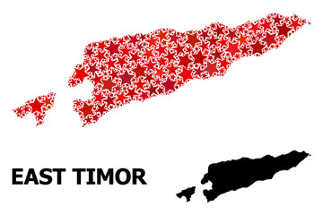 Red Star Mosaic Map of East Timor