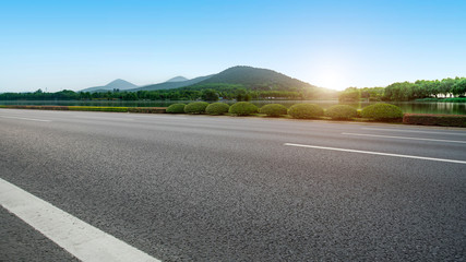 Road Pavement and Natural Landscape of Landscape..