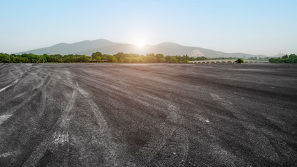 Naklejka premium Road Pavement and Natural Landscape of Landscape..
