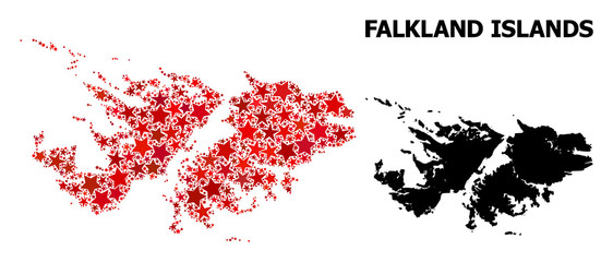 Red Star Pattern Map of Falkland Islands