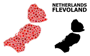 Red Starred Pattern Map of Flevoland Province
