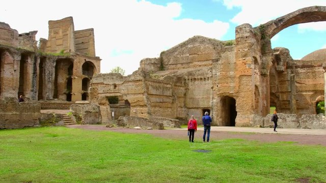 Roman ruins panoramic Grandi Terme area in Villa Adriana or Hadrians Villa archaeological site of UNESCO in Tivoli - Rome - Lazio - Italy