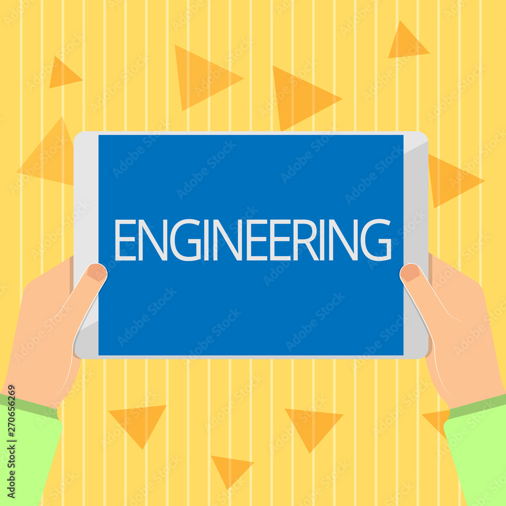 Poster handwriting text engineering. concept meaning science concerned with design building use of engines 