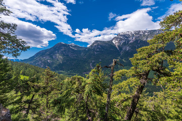 View of snow mountains in British Columbia, Canada.