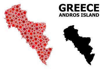 Red Star Pattern Map of Greece - Andros Island
