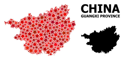 Red Starred Pattern Map of Guangxi Province