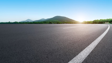 Road Pavement and Natural Landscape of Landscape..