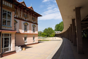 National cultural monument Jurkovicuv house from 1902 at the Colonadde in spa town in Luhacovice,...