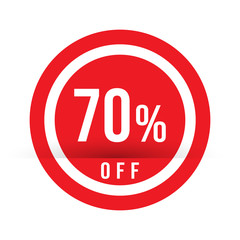 70 percent off - red sale stamp - special offer sign. Vector illustration