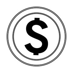 big coin with money sign black and white