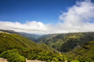 Fototapeta na wymiar Portugal green hiils, Madeira island mountain landscape view
