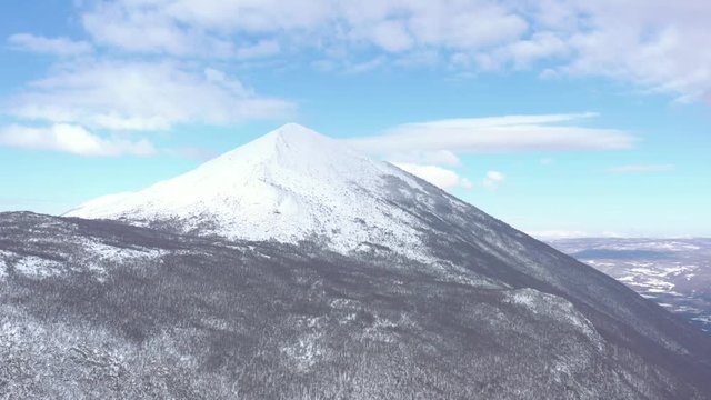 Mountain peak of Rtanj by winter 4K aerial video
