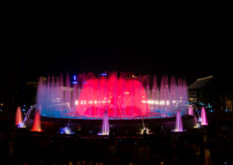 Montjuic Fountain in Barcelona at night, Catalonia, Spain