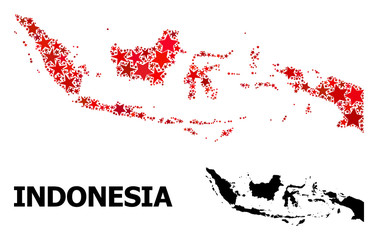 Red Star Mosaic Map of Indonesia