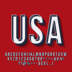 USA vintage 3d vector lettering