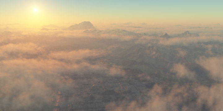 Ciudad del futuro entre monta&ntilde;as 