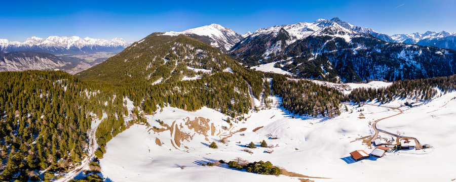 Austria, Tyrol, Stubai Alps, Aerial view of Ner Valley