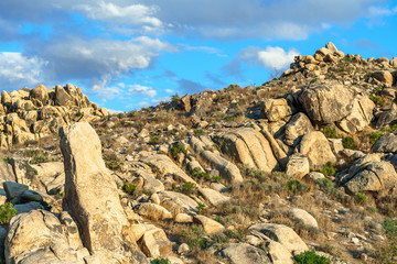 Boulder formation hill at  Apple Valley, California,  in the Mojave Desert.
