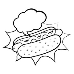 hot dog icon black and white