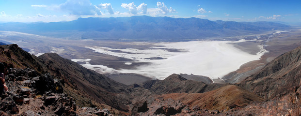 view from Dante`s View over badwater in death valley