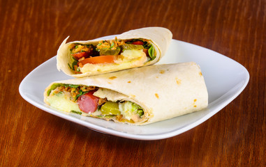 Tortilia with saucage