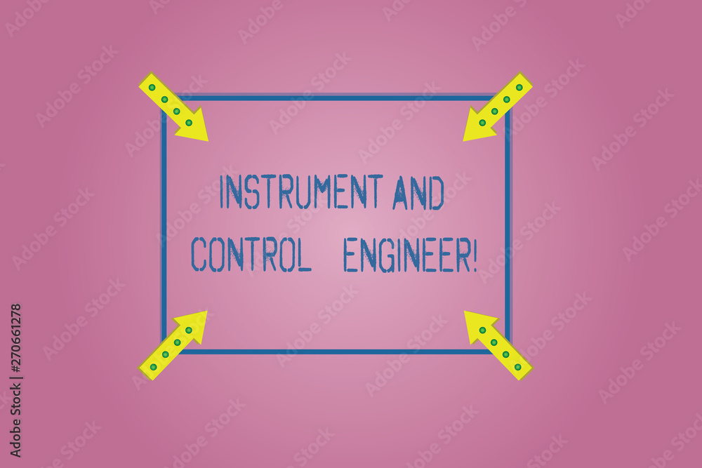 Poster word writing text instrument and control engineer. business concept for automation engineering indus