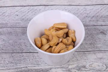 Cashew nuts heap in the bowl