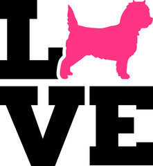 Cairn Terrier love with pink silhouette