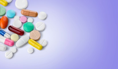 Lot of different pills close-up view